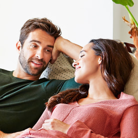 Couple talking and spending the day chilling together