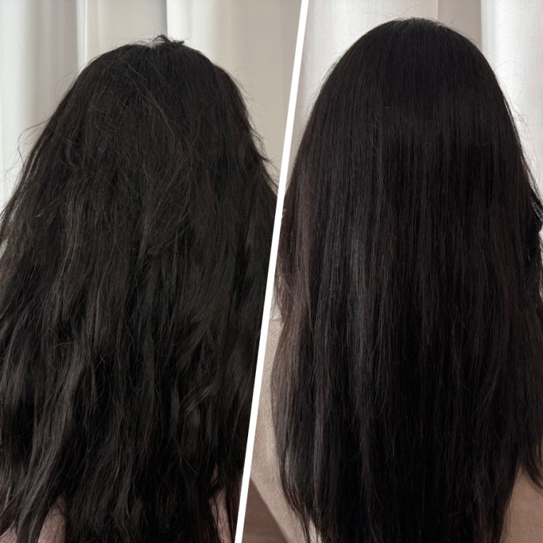 Before and after using Color Wow products. 